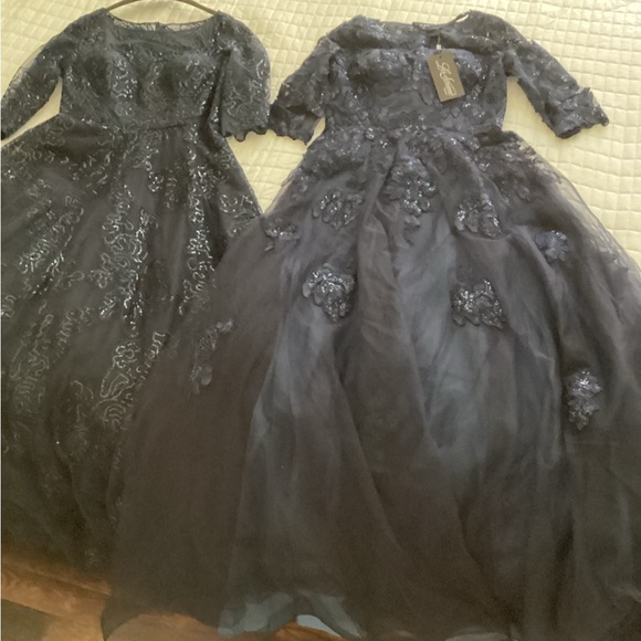 NWT navy Sequin/lace evening gown - Picture 5 of 6